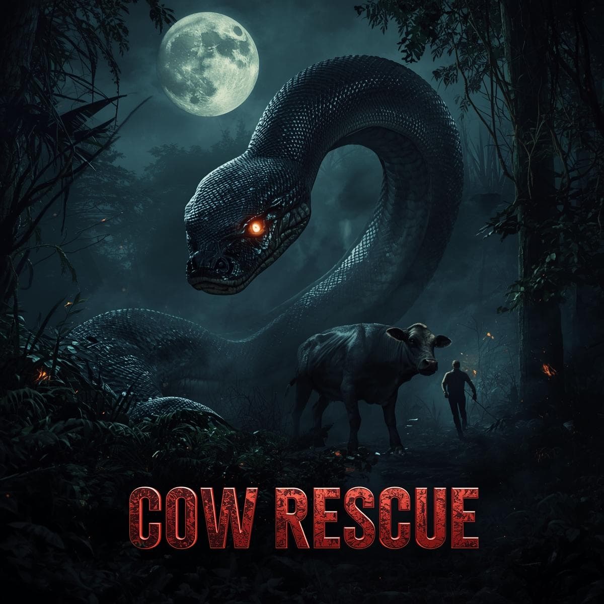 Rescuers Save Innocent Mother Cow from Giant Snake